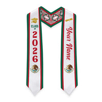 Personalized Mexico Graduation Stole Coat of Arm Aztec Pattern