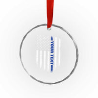 Personalized Police Crystal Glass Ornament Custom Text Name Vintage American Flag Law Enforcement Gift