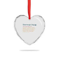Personalized Therapy Dog Heart Crystal Glass Ornament Retro Custom Name Pet Partners - Wonder Print Shop