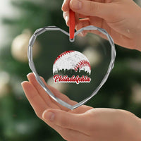 Philadelphia Baseball Heart Crystal Glass Ornament Vintage Skyline City - Wonder Print Shop