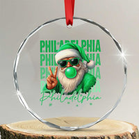 Philadelphia Football Christmas Crystal Glass Ornament Santa Retro Philly Fan - Wonder Print Shop