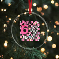 Pink Checkered I Was 6 Now I Am 7 Crystal Glass Ornament Girl Birthday Gift - Wonder Print Shop