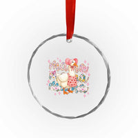 Pink Floral Mama Goose Crystal Glass Ornament Retro Botanical Mom Mothers Day TS02