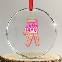 Pink Ice Cream Baseball Glove Sprinkles Drip Crystal Glass Ornament Funny V Sign TS02