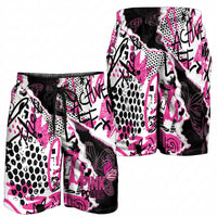 Pink Power Graffiti Shorts for Men Breast Cancer Awareness - Wonder Print Shop