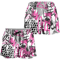 Pink Power Graffiti Shorts for Women Breast Cancer Awareness - Wonder Print Shop