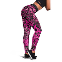 Pink Ribbon Animals Skin African Mixed Leggings Zipper Stylized - Wonder Print Shop