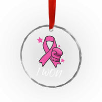 Pink Ribbon Crystal Glass Ornament I Won Breast Cancer Awareness TS10
