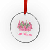 Pink Xmas Tree Farm Crystal Glass Ornament Merry Xmas Ornaments Family Holiday Pajamas TS02