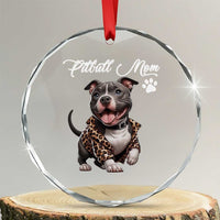 Pitbull Mom Crystal Glass Ornament Cute Pitbull Puppy Dog Lovers TS12