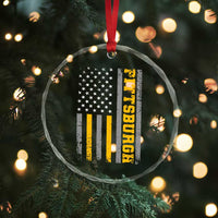 Pittsburgh Crystal Glass Ornament Retro Vintage USA Flag Patriotic American - Wonder Print Shop