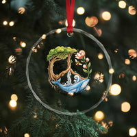 Plant The Trees Save The Bees Clean The Seas Crystal Glass Ornament Vintage Peace Sign Aesthetic Nature Lover Ocean Conservation