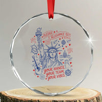 Pledge Allegiance To Your Hands Team Vibes Crystal Glass Ornament Statue of Liberty Doodle Americana Graphic