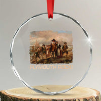 Plymouth Rock Crystal Glass Ornament Mayflower Pilgrims Thanksgiving History TS11