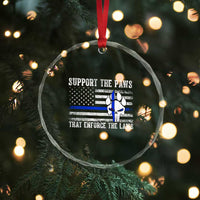 Police K9 Crystal Glass Ornament Support The Paws That Enforce The Laws US Flag TS10