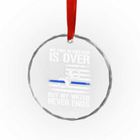 Police Retirement Crystal Glass Ornament Handcuffs US Flag Retired Police Graphic