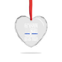 Police Retirement Heart Crystal Glass Ornament Handcuffs US Flag Retired Police Graphic