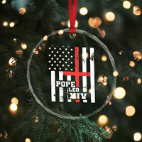 Pope Leo XIV Crystal Glass Ornament First American Pope Catholic Religious Cross American Flag TS11