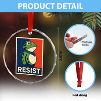 Portland 2025 Protest Crystal Glass Ornament Frog Resist Against Pepper Spray TS02