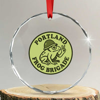 Portland Frog Brigade Crystal Glass Ornament Peace Frog Protest Badge TS02