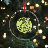 Portland Frog Brigade Crystal Glass Ornament Peace Frog Protest Badge TS02