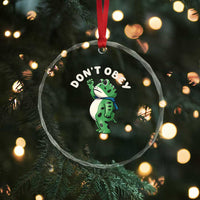 Portland Frog Crystal Glass Ornament Don't Obey Inflatable Costume Protest - Wonder Print Shop