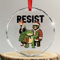 Portland Frog Protest Frogs Together Strong Crystal Glass Ornament Funny Holiday Gift - Wonder Print Shop