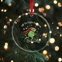 Portland Frog Protest Off To Fight Fascism Crystal Glass Ornament Funny Christmas Gift TS12