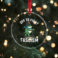 Portland Frog Resist Protest Crystal Glass Ornament Off to Fight Fascism Frog Scooter TS10
