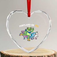 Portland On Ice 2025 Heart Crystal Glass Ornament Resist Frog and Inflatable Animals Protest Sarcastic Politics - Wonder Print Shop