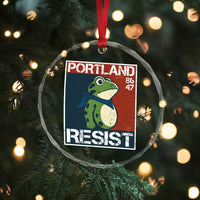 Portland Resist Retro Frog 8647 Crystal Glass Ornament Political Satire Protest Poster Graphic TS02