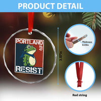 Portland Resist Retro Frog 8647 Crystal Glass Ornament Political Satire Protest Poster Graphic TS02