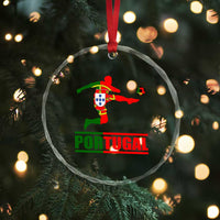 Portugal Soccer Crystal Glass Ornament Portuguese Flag Futebol Football Player TS10