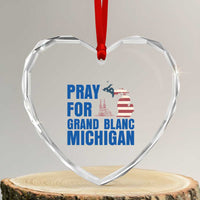 Pray for Grand Blanc Michigan Heart Crystal Glass Ornament American Flag Christian Support - Wonder Print Shop