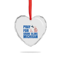 Pray for Grand Blanc Michigan Heart Crystal Glass Ornament American Flag Christian Support - Wonder Print Shop