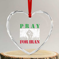 Pray For Iran Heart Crystal Glass Ornament Support Iranian People Peace
