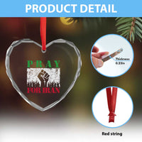 Pray For Iran Heart Crystal Glass Ornament Support Iranian People Peace