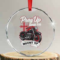 Pray Up Before You Mount Up Crystal Glass Ornament Christian Biker Religious Faith TS11
