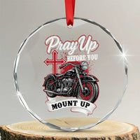 Pray Up Before You Mount Up Crystal Glass Ornament Christian Biker Religious Faith - Wonder Print Shop