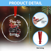 Pray Up Before You Mount Up Crystal Glass Ornament Christian Biker Religious Faith TS11