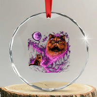 Princess Cat Howling To The Moon Vintage 90s Nature Crystal Glass Ornament