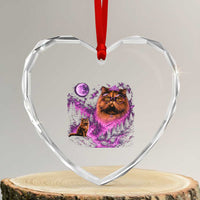 Princess Cat Howling To The Moon Vintage 90s Nature Heart Crystal Glass Ornament