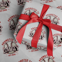 Promoted To Dad 2026 Baseball Wrapping Paper Roll First Time Father Sports Lover