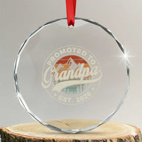 Promoted To Grandpa Est 2026 Crystal Glass Ornament Grandparents Baby Announcement Retro Mountain