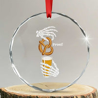 Prost Beer Lover Skeleton Hands German Festival Graphic Crystal Glass Ornament
