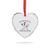 Prostate Cancer Awareness Heart Crystal Glass Ornament Rooster Light Blue Ribbon Survivor Chemotherapy Gift