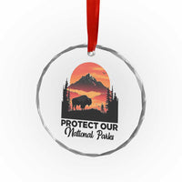 Protect Our National Parks Crystal Glass Ornament Bison Buffalo Vintage Graphic - Wonder Print Shop