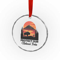 Protect Our National Parks Crystal Glass Ornament Bison Buffalo Vintage Graphic TS02