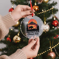 Protect Our National Parks Crystal Glass Ornament Bison Buffalo Vintage Graphic TS02