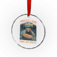 Protect Our National Parks Crystal Glass Ornament Parks Not Profits Bear Retro Graphic - Wonder Print Shop